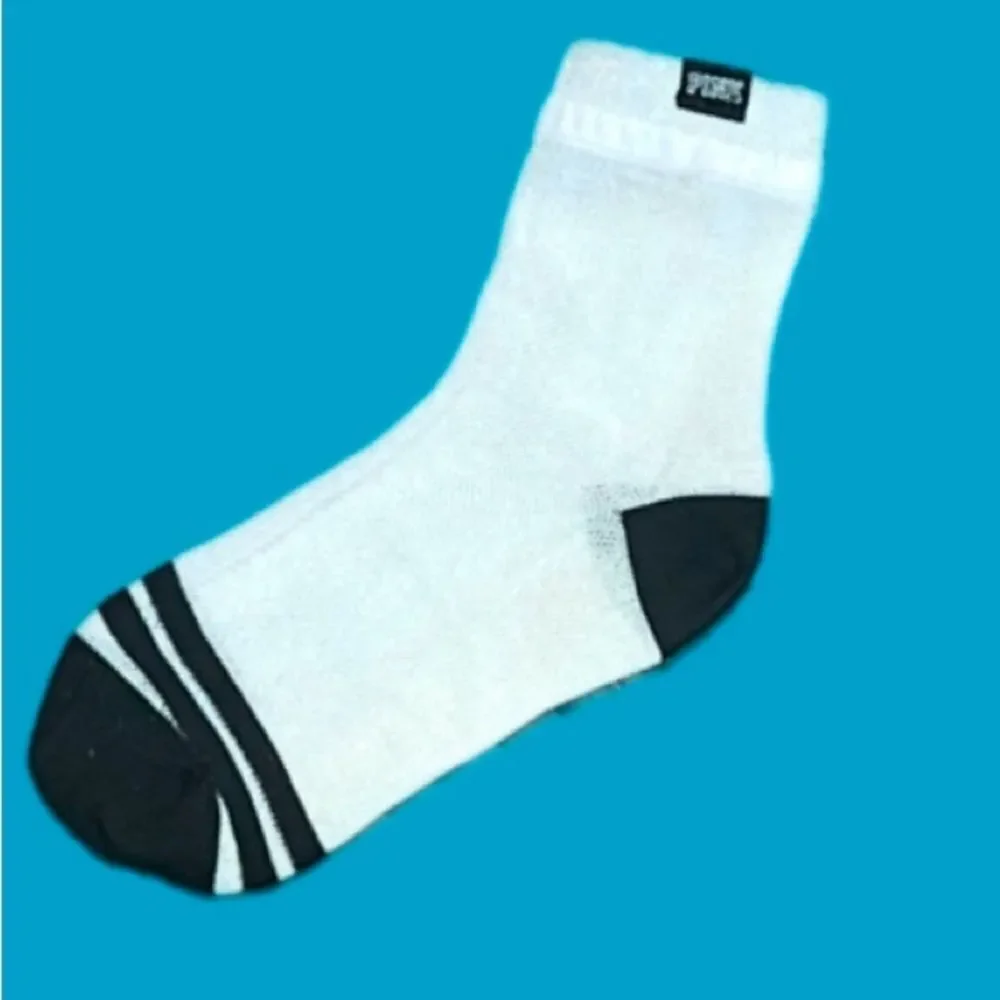 Victorias Secret PINK Extended Ankle Sock One Size Metallic white gray & black